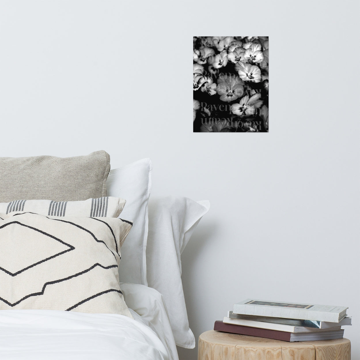 Pansies Floral Print: Black And White Flowers, Wall Art