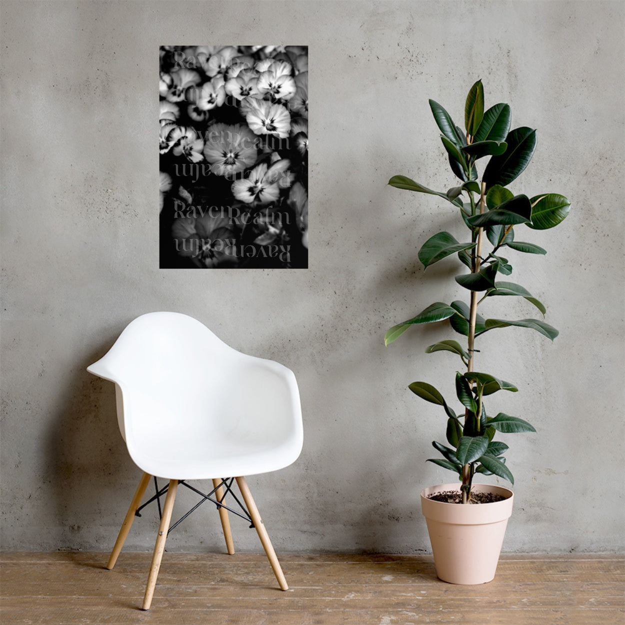 Pansies Floral Print: Black And White Flowers, Wall Art