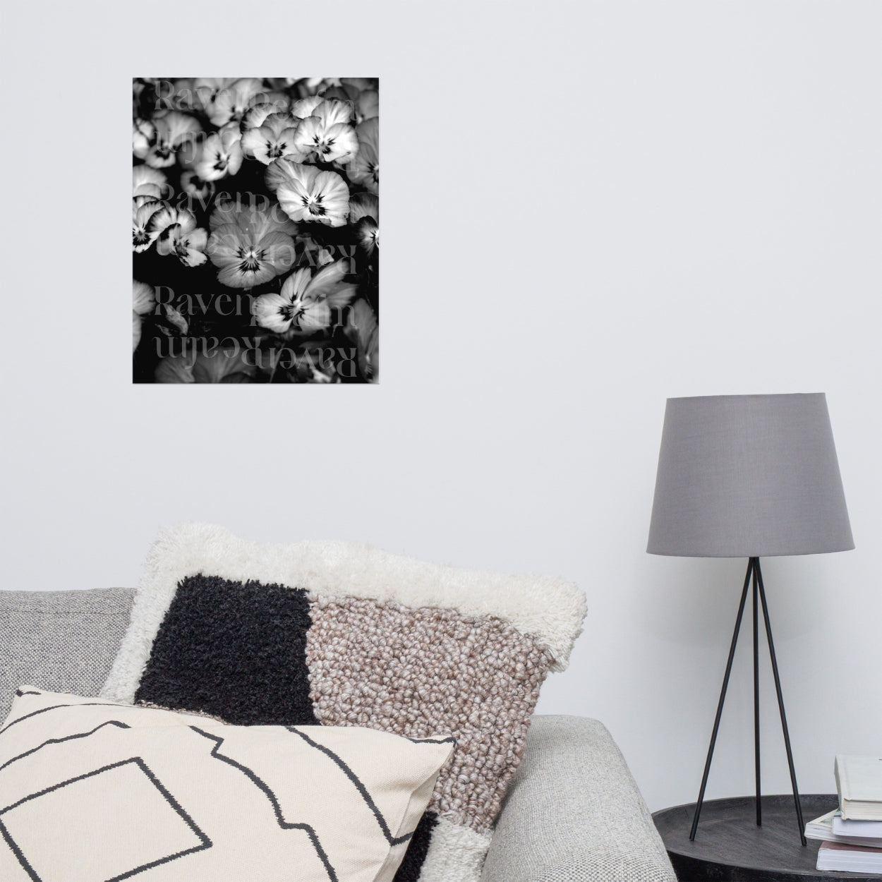 Pansies Floral Print: Black And White Flowers, Wall Art